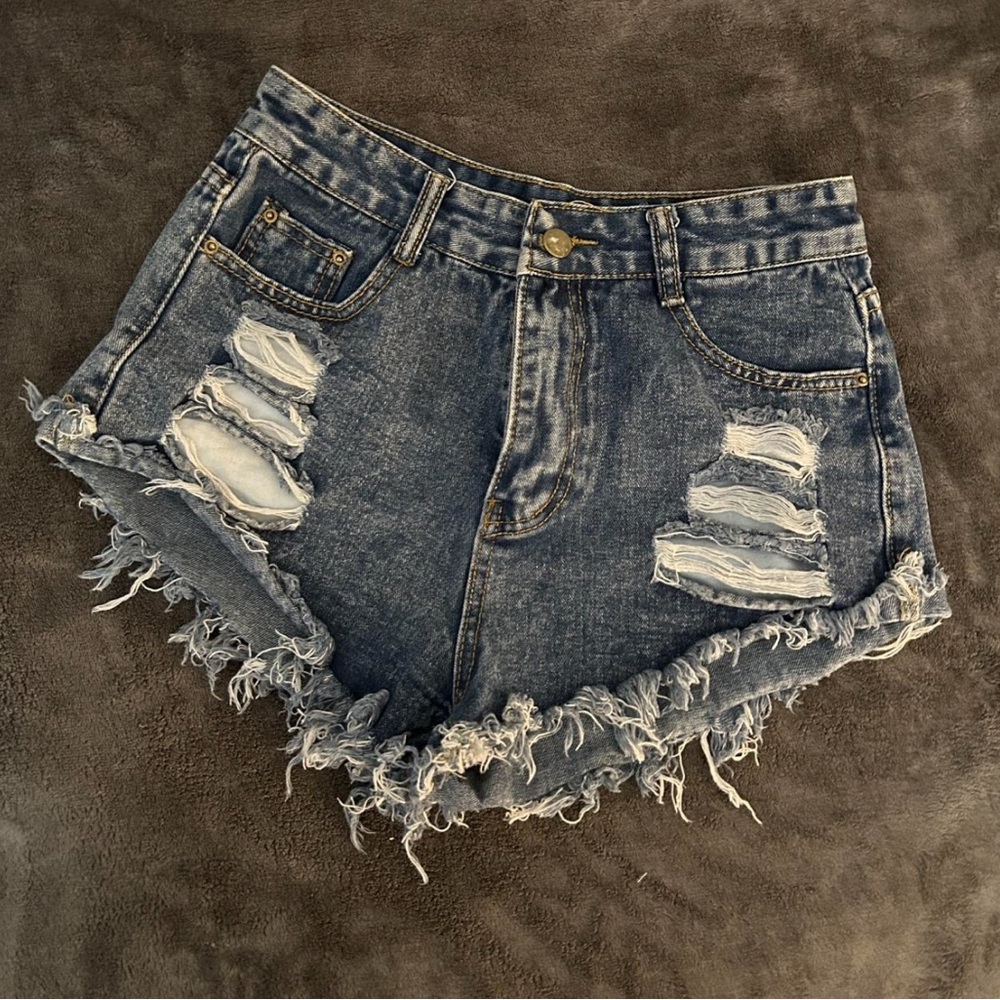 Amazon Blue Jean Shorts Distressed Cut-Off
